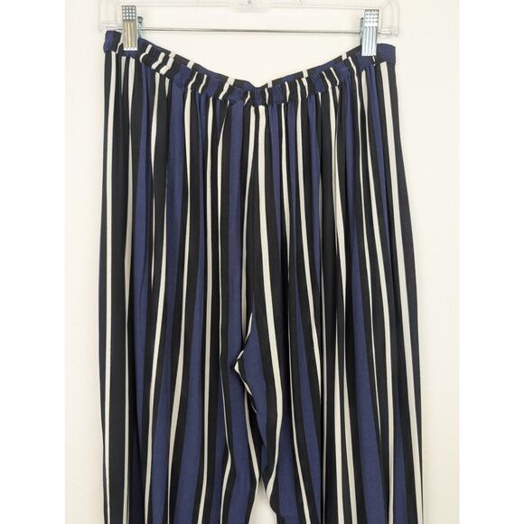 Anthropologie Maeve Pants Striped Side Slit Wide Leg Beach Resort Blue Size S - Picture 8 of 16